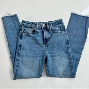 Zara straight leg frayed jeans